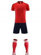 Football Uniform Suit Men's and Women's Game Team Uniform Adult Children's Sports Short-Sleeved Training Uniform Summer Breathable Football Jersey