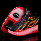 Children's Heelys Shoes, Retractable and Lighted, Boys' Flying Shoes with Wheels, Primary School Students' Roller Skate Shoes