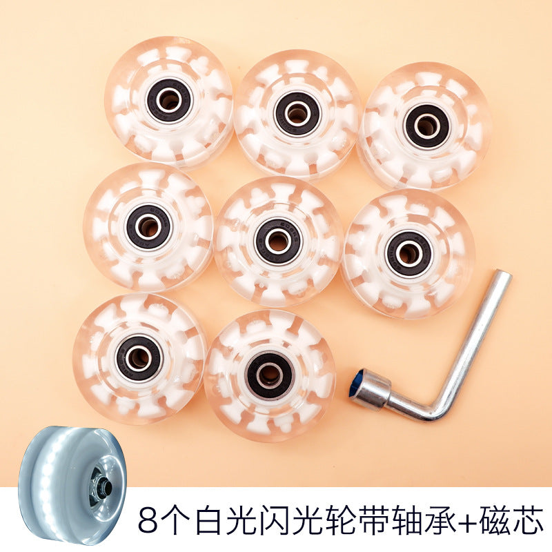 Double-row roller skates luminous wheel four-wheel skates skateboard universal transparent flash wheel skating rink roller skate wheel