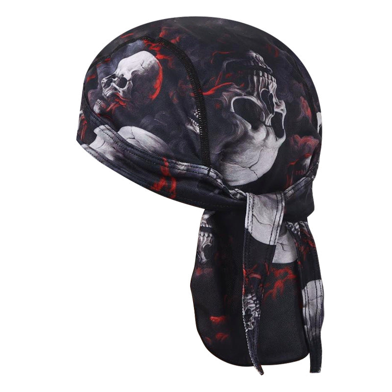 Cross-border Sports Running Headscarf Printed Skull Pirate Hat Baotou Hat Breathable Pullover Hat Lined Riding Cap