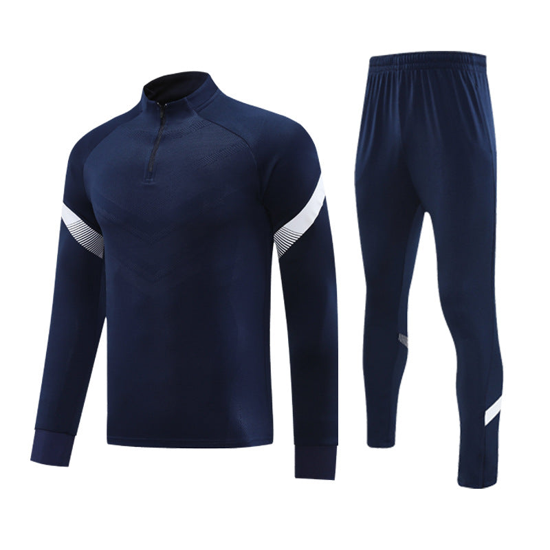 Autumn and Winter Velvet Half-Zip Pullover Long-Sleeved Training Clothing Set Kidsren's Football Appearance Clothing Running Sportswear Customization
