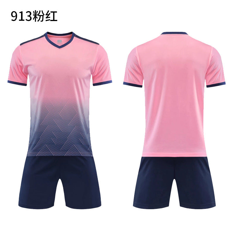 Football Uniform Set for Men and Women, Custom Printed Competition Team Uniforms, Breathable Training and Competition Uniforms, Children's Short-Sleeved Jerseys for Fans