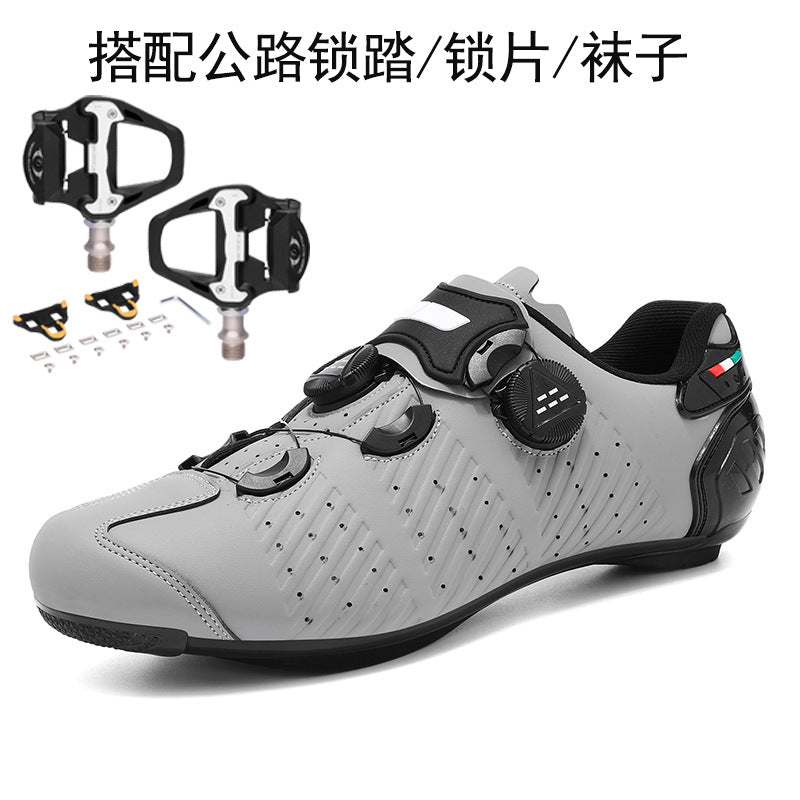 Road Bike Lock Shoes, Bicycle Riding Shoes, Lock-Free Summer Hard-Soled Mountain Bike Breathable and Wear-Resistant Professional Cycling Lock Shoes