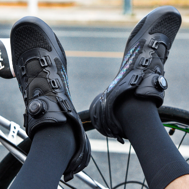 Cross-Border Foreign Trade Mesh Breathable Bicycle Shoes Cycling Shoes Men's and Women's Road Bike Lock Shoes Mountain Bike Shoes Wholesale