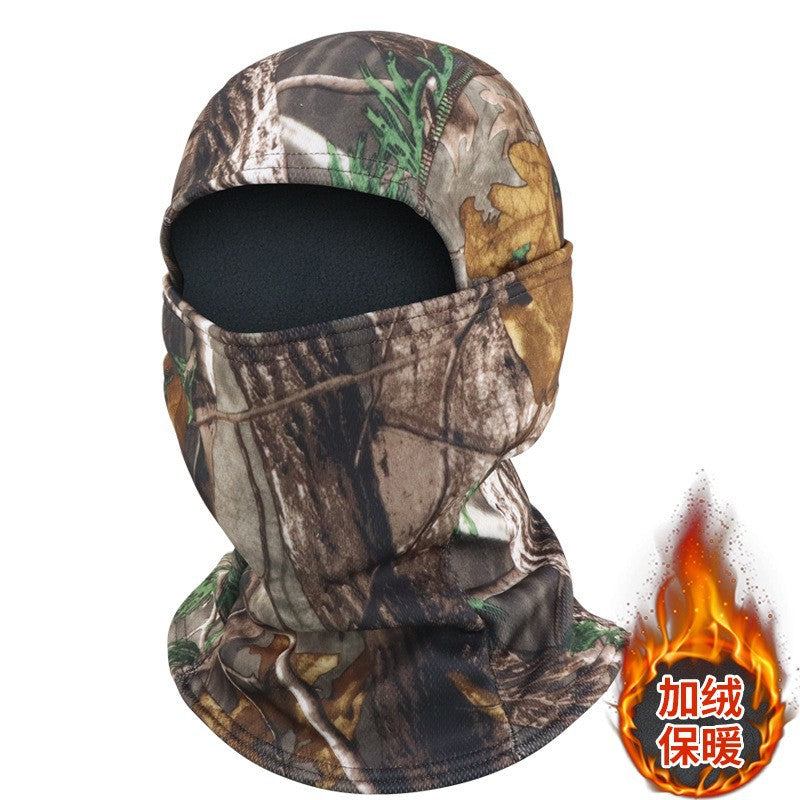 Camouflage Fleece-Lined Hood for Cycling, Dustproof, Men's Warm Fishing Mask, Face Covering, Face Protection, Windproof Hood, Winter