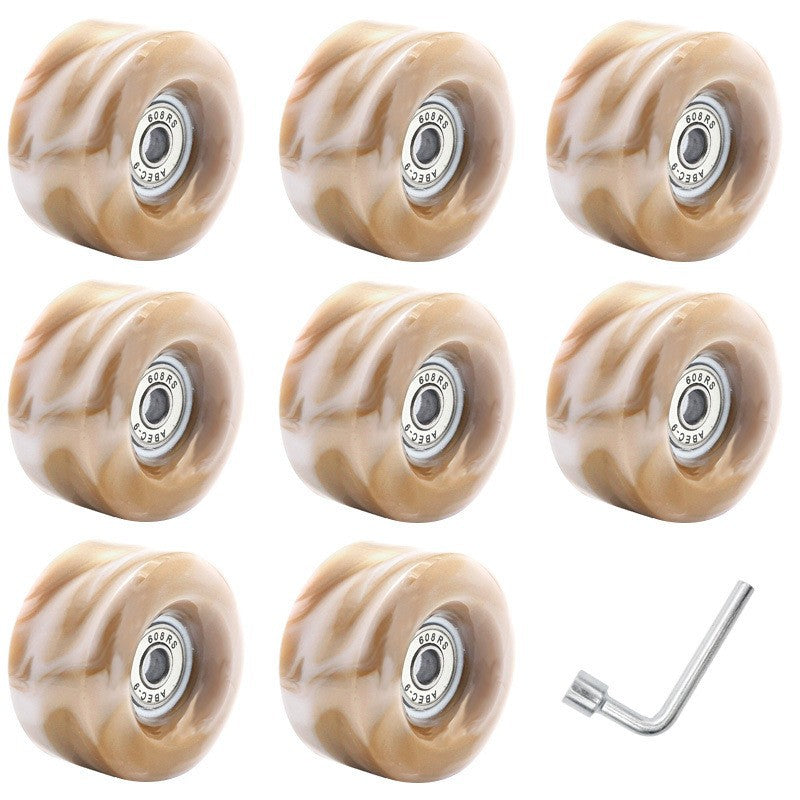 Double-row roller skates PU high elastic shock absorption mixed color wheel four-wheel skates non-luminous wheel roller skate universal wheel