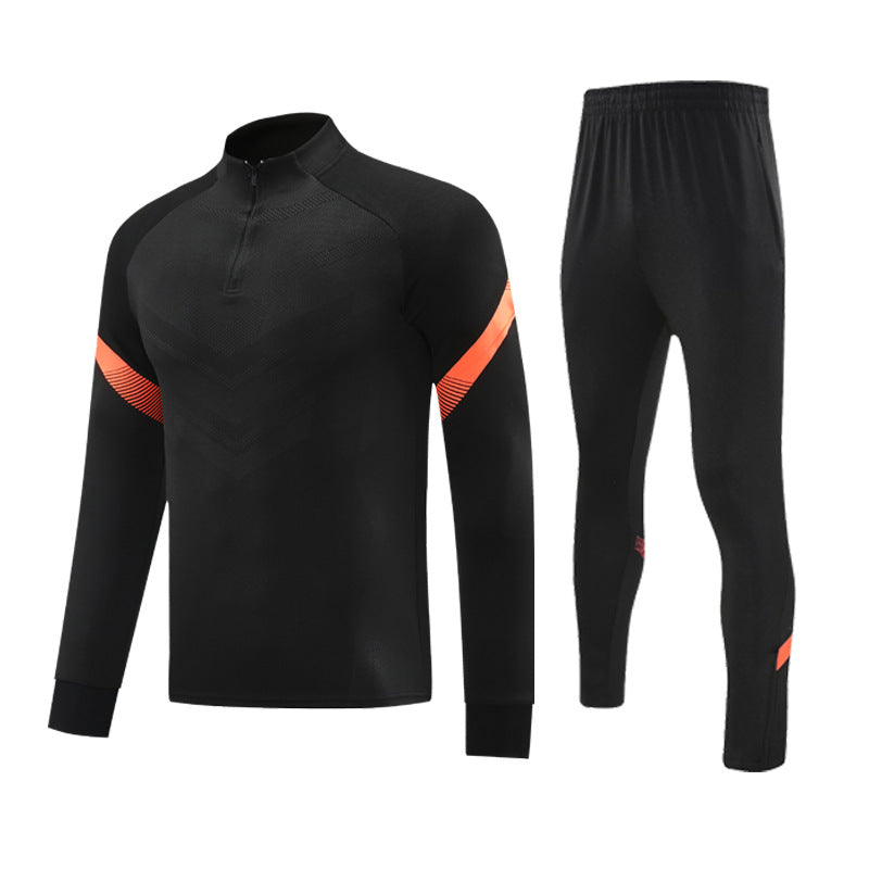 Autumn and Winter Velvet Half-Zip Pullover Long-Sleeved Training Clothing Set Kidsren's Football Appearance Clothing Running Sportswear Customization