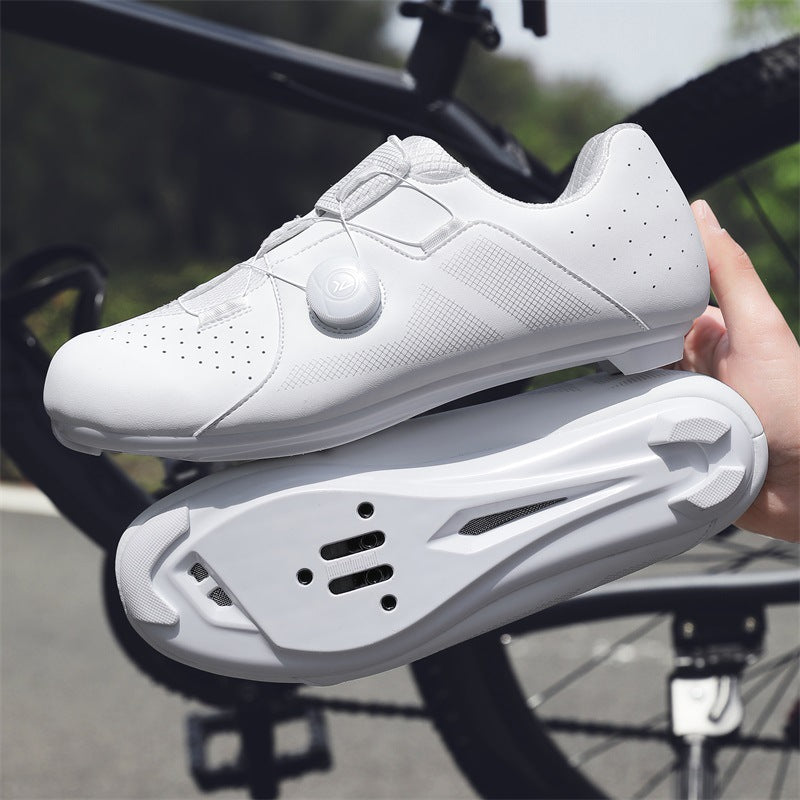 2025 Summer Pure White Road Bike Lock Shoes Set Breathable Men's and Women's Outdoor Cycling Shoes Lockless Cycling Shoes Large Size