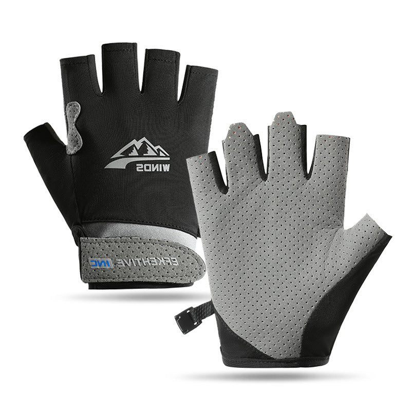 Fitness Gloves Women's Ice Silk Thin Spring and Summer Non-Slip Wear-Resistant Men's Half-Finger Cycling Anti-Callus Equipment Sports Gloves