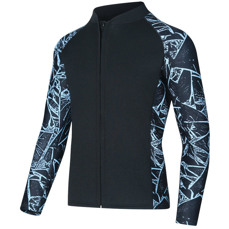 3mm Couple's Diving Wetsuit for Women, Two-Piece Long-Sleeve and Long Pants, Warm, Cold-Proof, Sun-Protective, Wet-Style Surfing, Snorkeling, and Swimming Suit