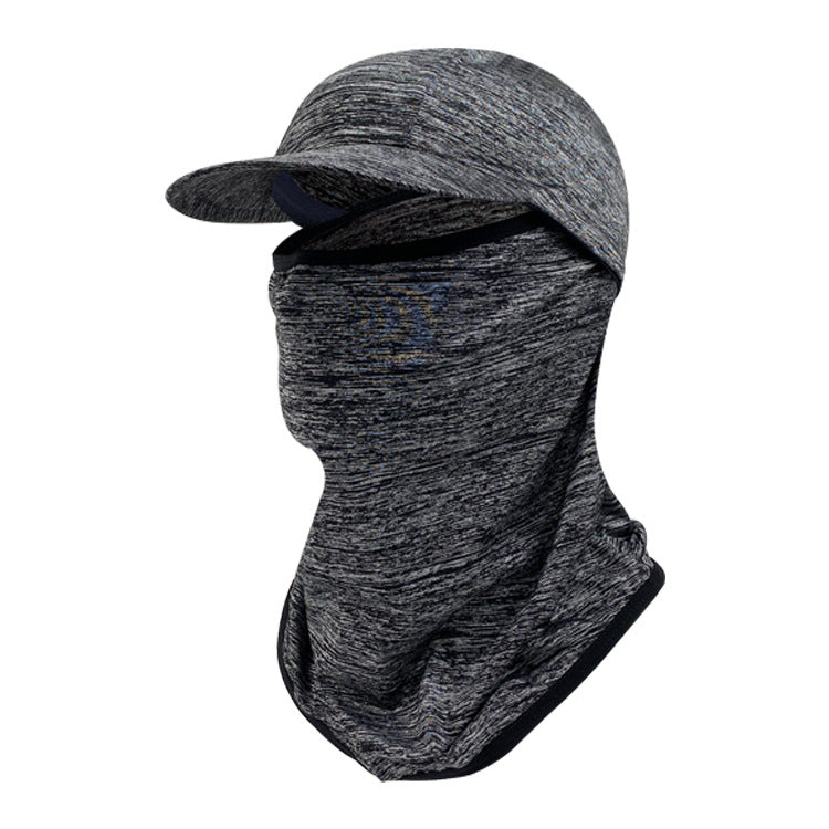 Ice Silk Headgear with Hat Brim Summer Sunscreen Cooling Mask Outdoor Cycling Running Sweat Absorbing Breathable Headgear
