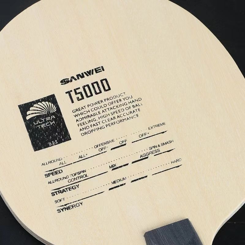 Sanwei Three-Dimensional T5000 Carbon Table Tennis Blade 5 Wood 2 Carbon Beginner Training Table Tennis Racket Arc Fast