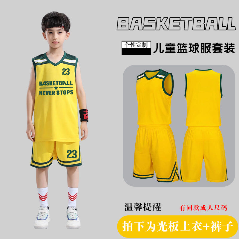 Children's Basketball Uniform Set Men's Basketball Team Uniform Jersey Basketball Training Camp School Sports Meeting Children's Basketball Team Uniform Number Printing