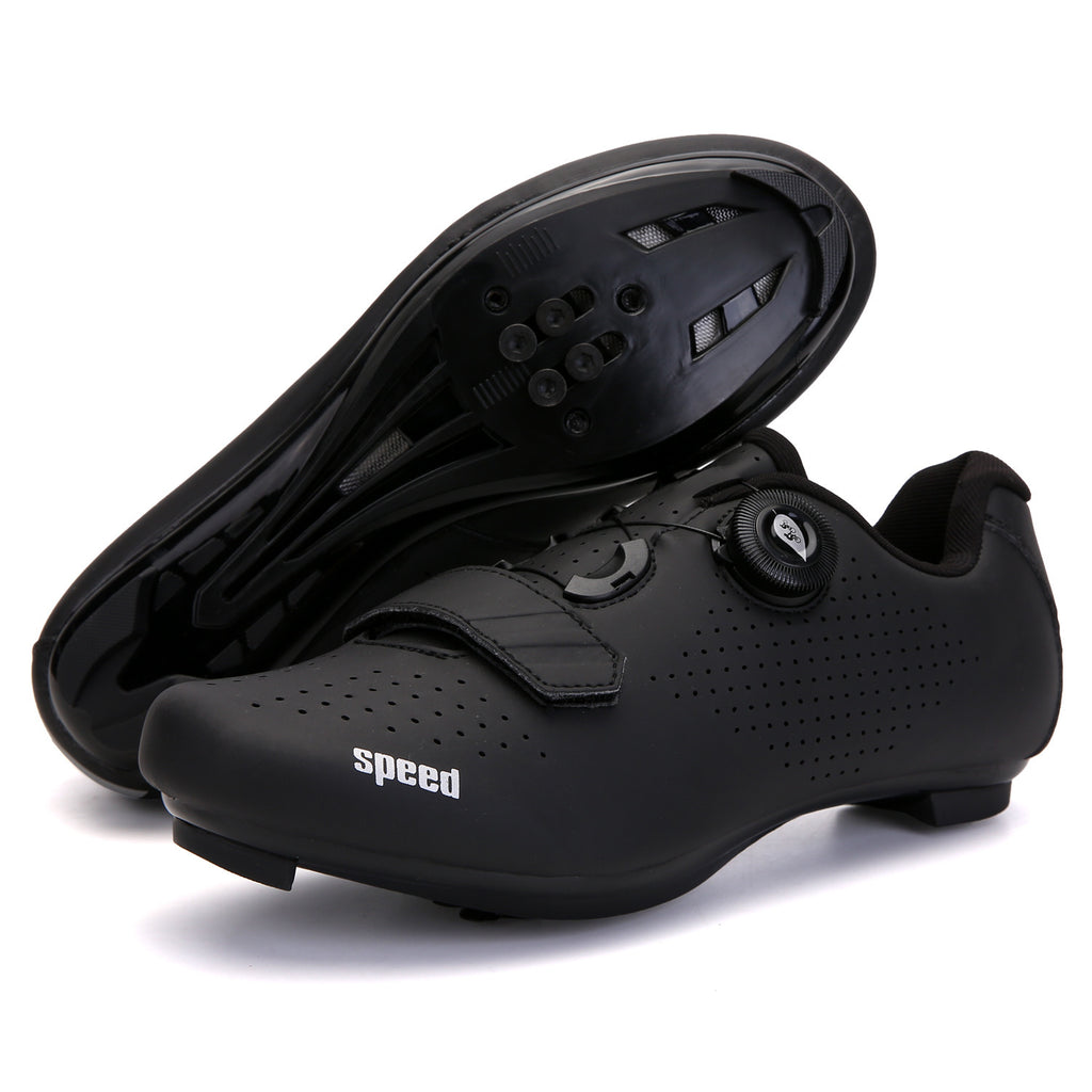 Cross-Border Locking Cycling Shoes, Hard-Soled Mountain Road Bike Locking Shoes, Pure Black Power-Assisted Cycling Shoes, Cycling Sports Shoes