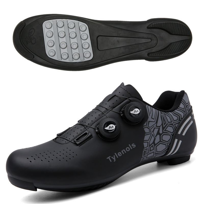 Road Mountain Men's and Women's Locked Bicycle Lockless Shoes Hard Sole Spinning Bicycle Riding Shoes Gym Black