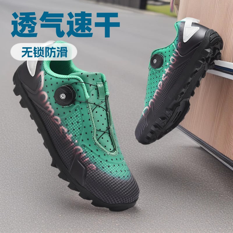 Road Mountain Men's and Women's Locked Bicycles Unlocked Shoes Hard-Soled Spinning Cycling Shoes Gym Black