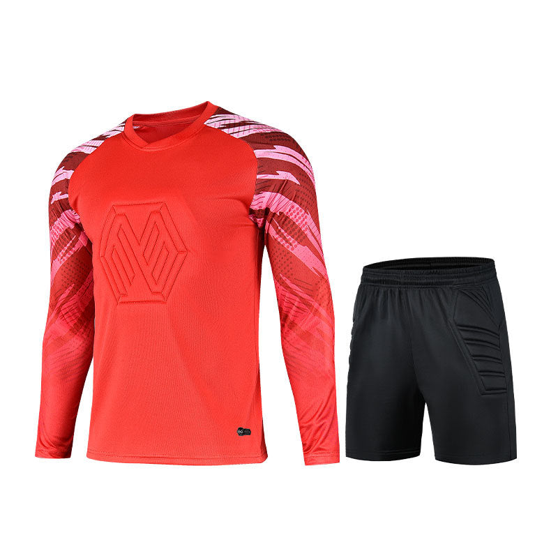 Football Goalkeeper Goalkeeper Uniform Suit Customized Men's Long-Sleeved Sponge Protective Jersey Gate Training Game Uniform Xunling