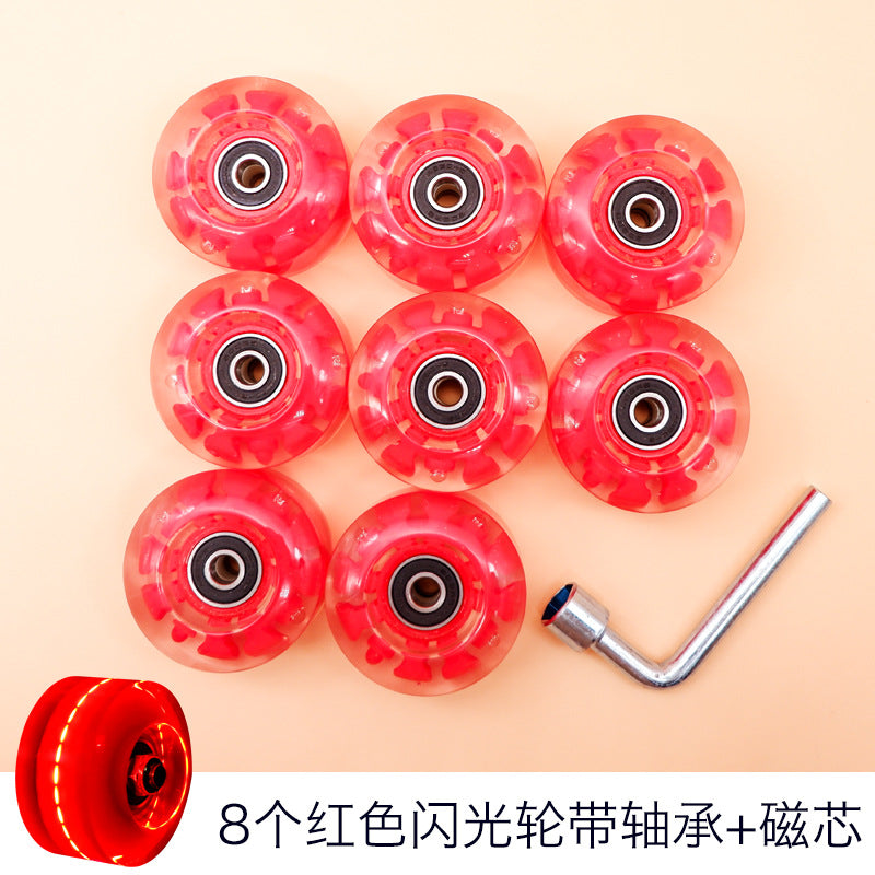 Double-row roller skates luminous wheel four-wheel skates skateboard universal transparent flash wheel skating rink roller skate wheel