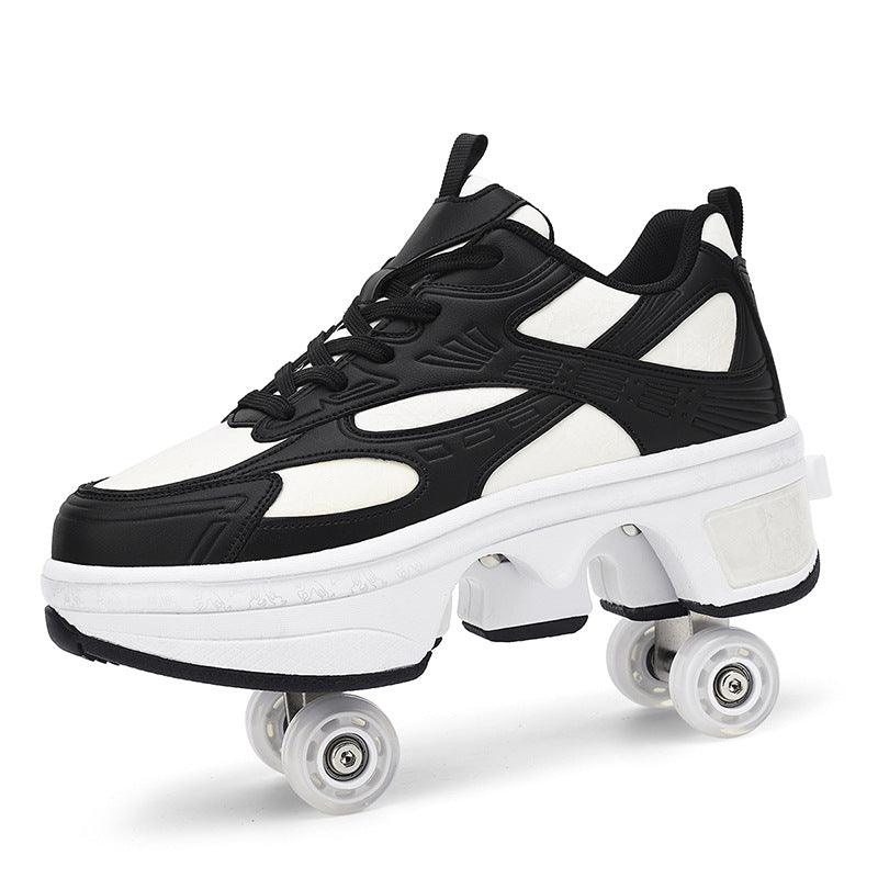 Cross-border heywalk shoes children invisible four-wheel retractable pulley shoes flash fashion skates 4-wheel sports men