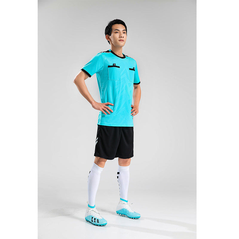 Quick-drying football referee uniform suit men's printed team uniform adult Referee Jersey student competition equipment football uniform summer