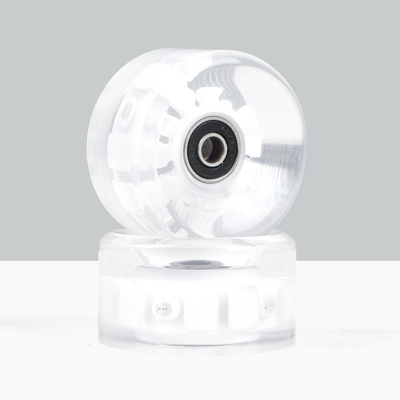 6536 double-row roller skates color luminous wheel four-wheel roller skates land skateboard universal PU transparent flash wheel