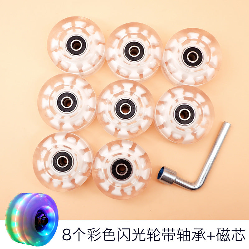 Double-row roller skates luminous wheel four-wheel skates skateboard universal transparent flash wheel skating rink roller skate wheel
