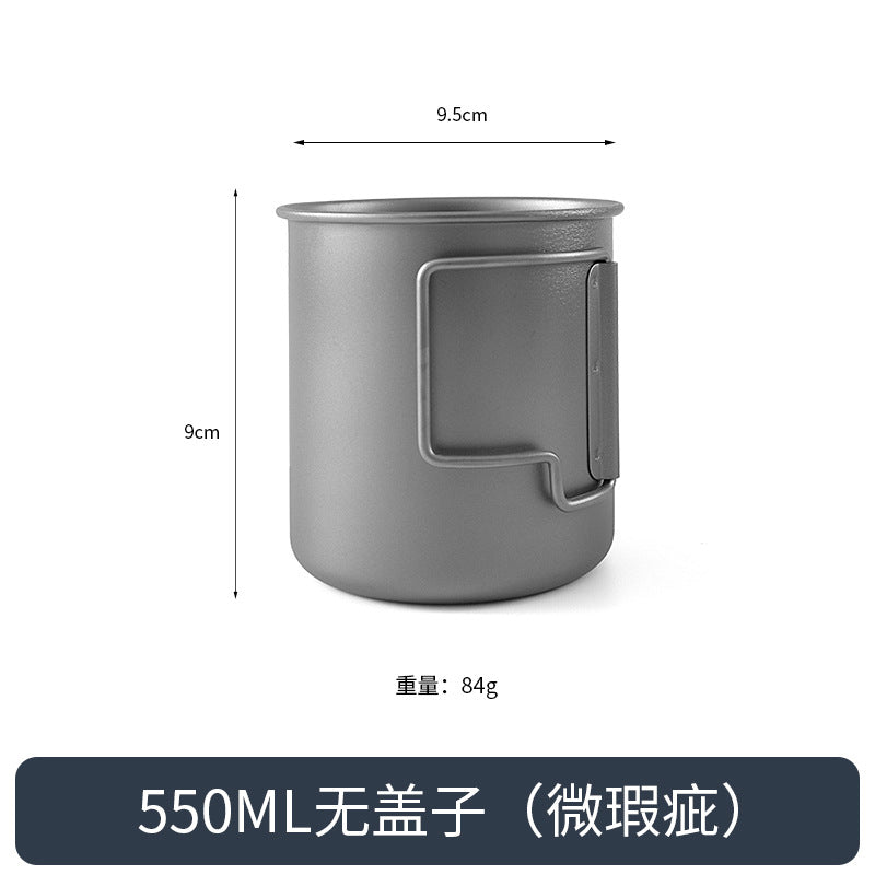 TA1 Pure Titanium Mug Outdoor Picnic Water Cup Coffee Cup Camping Tea Portable Single Layer Folding Handle Drinking Water