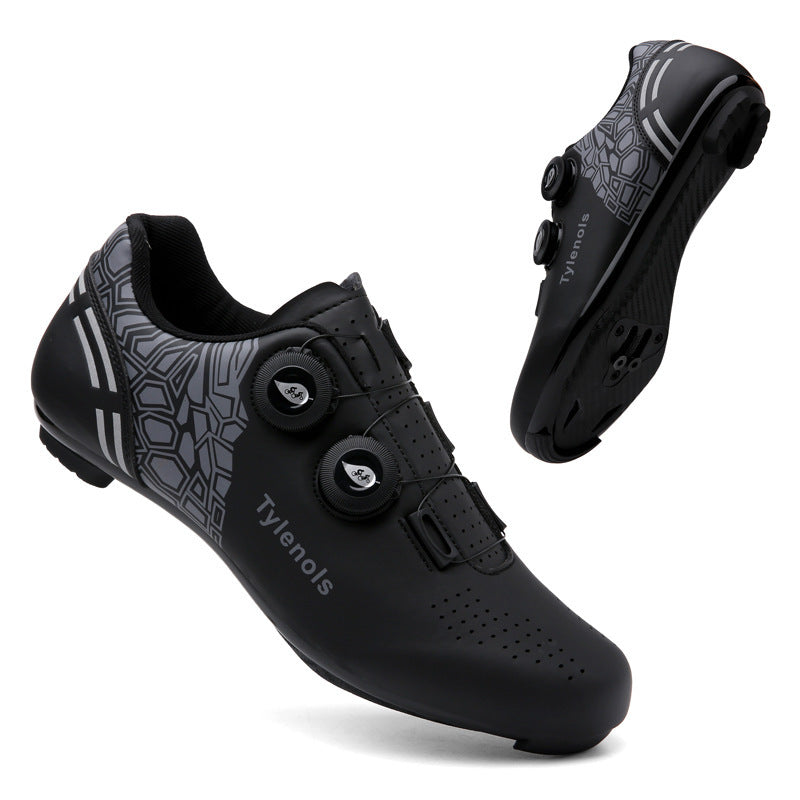 Road Mountain Men's and Women's Locked Bicycle Lockless Shoes Hard Sole Spinning Bicycle Riding Shoes Gym Black