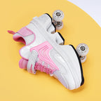Pulley heloo shoes roller skates four-wheel deformation shoes double-row wheel shoes four-wheel two-wheel skates