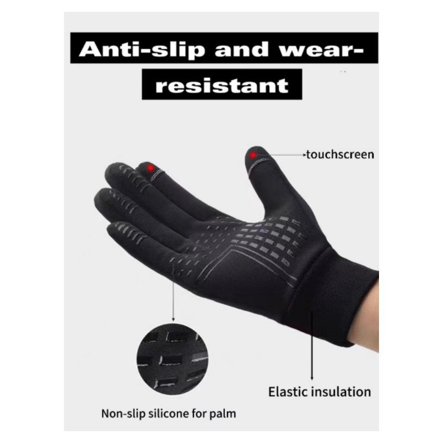 24 new foreign trade batch can ding LOGO windproof waterproof plus thin velvet 2 color riding sports long finger gloves
