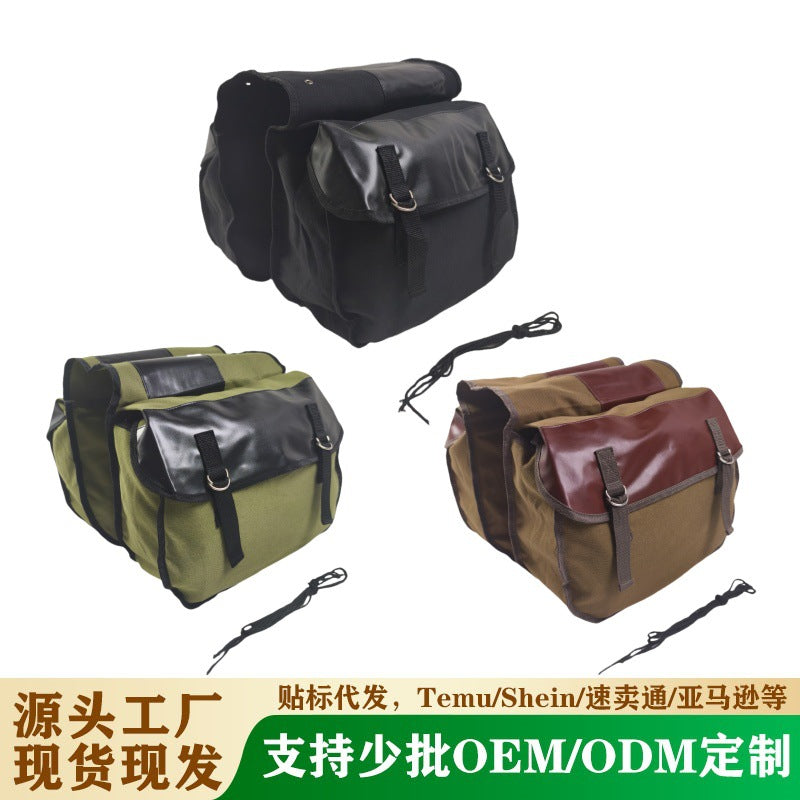 Multifunctional Bicycle Side Hanging Large Capacity Bag Motorcycle Electric Vehicle Rear Seat Cosmetics Bag Canvas Backpack