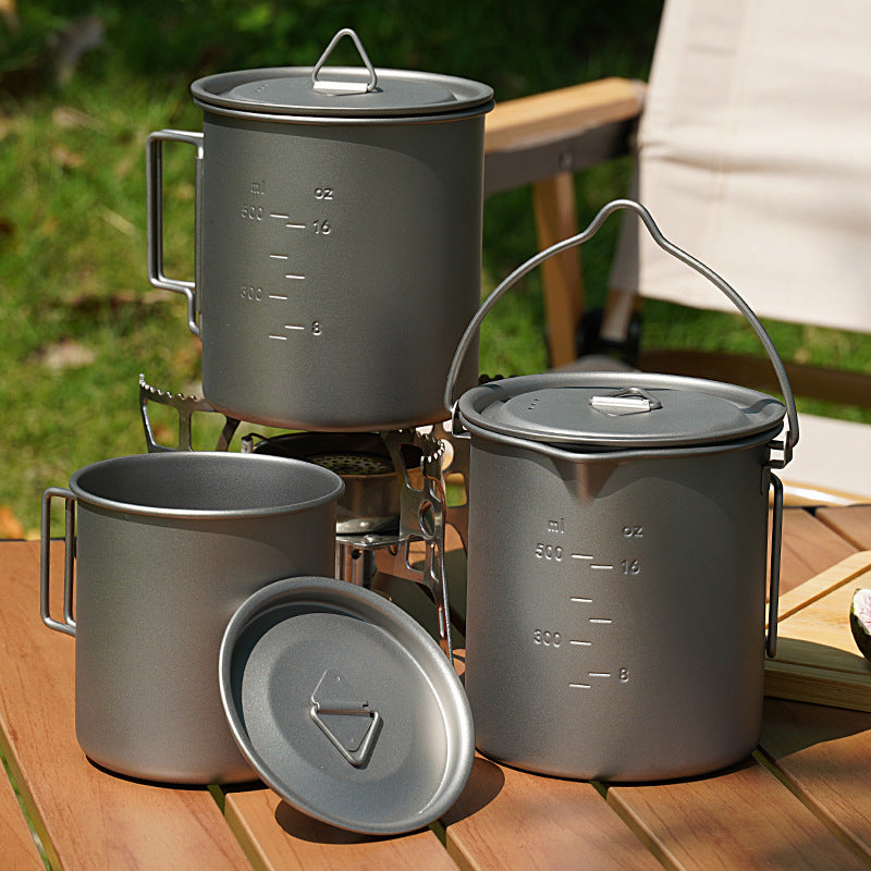 TA1 Pure Titanium Mug Outdoor Picnic Water Cup Coffee Cup Camping Tea Portable Single Layer Folding Handle Drinking Water