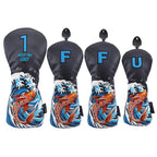 Golf Cart Cover Koi Wooden Pole Cover No. 1 Wooden Fairway Wooden Pole Head Protective Cover PU Waterproof Plush Pole Cover