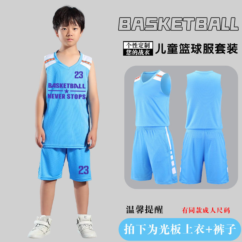 Children's Basketball Uniform Set Men's Basketball Team Uniform Jersey Basketball Training Camp School Sports Meeting Children's Basketball Team Uniform Number Printing