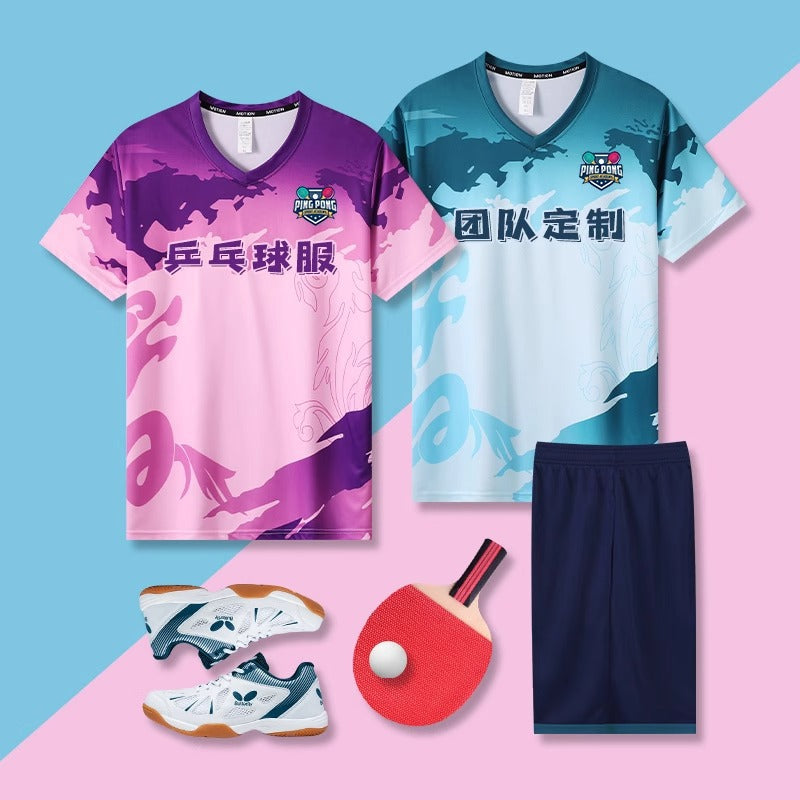 [Zhengxiang Factory Store] Table Tennis Suit Men's and Women's Quick-drying Short-sleeved Sports Training Competition Suit suit
