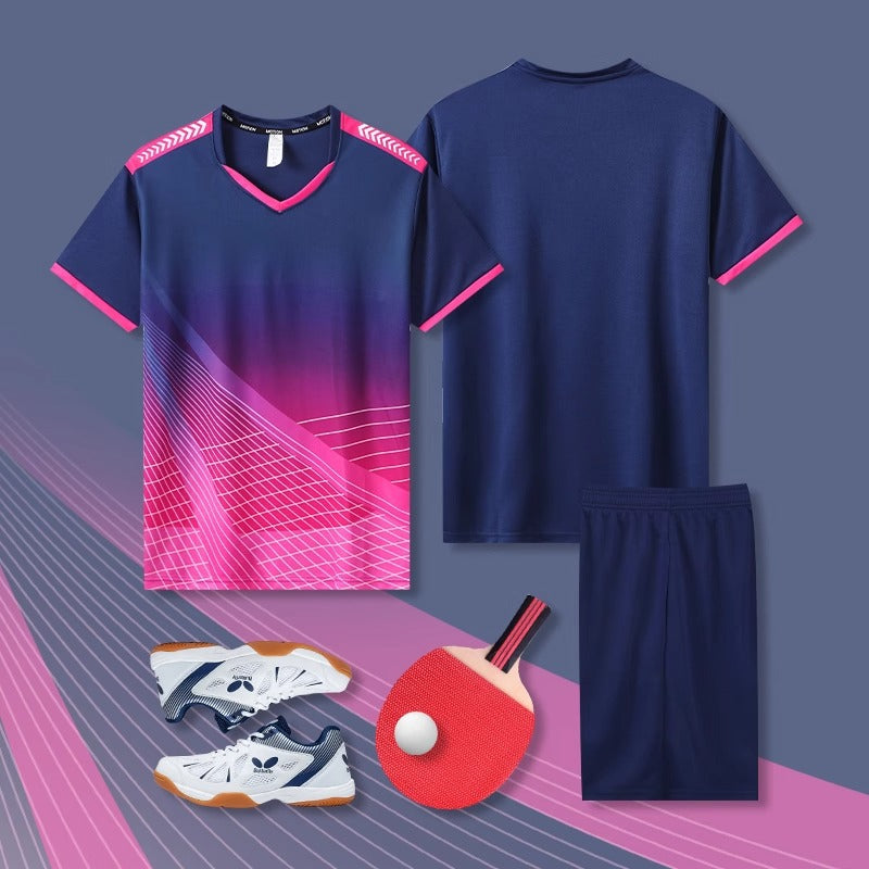 [Zhengxiang Factory Store] Table Tennis Suit Men's and Women's Quick-drying Short-sleeved Sports Training Competition Suit suit