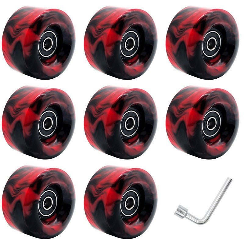 Double-row roller skates PU high elastic shock absorption mixed color wheel four-wheel skates non-luminous wheel roller skate universal wheel