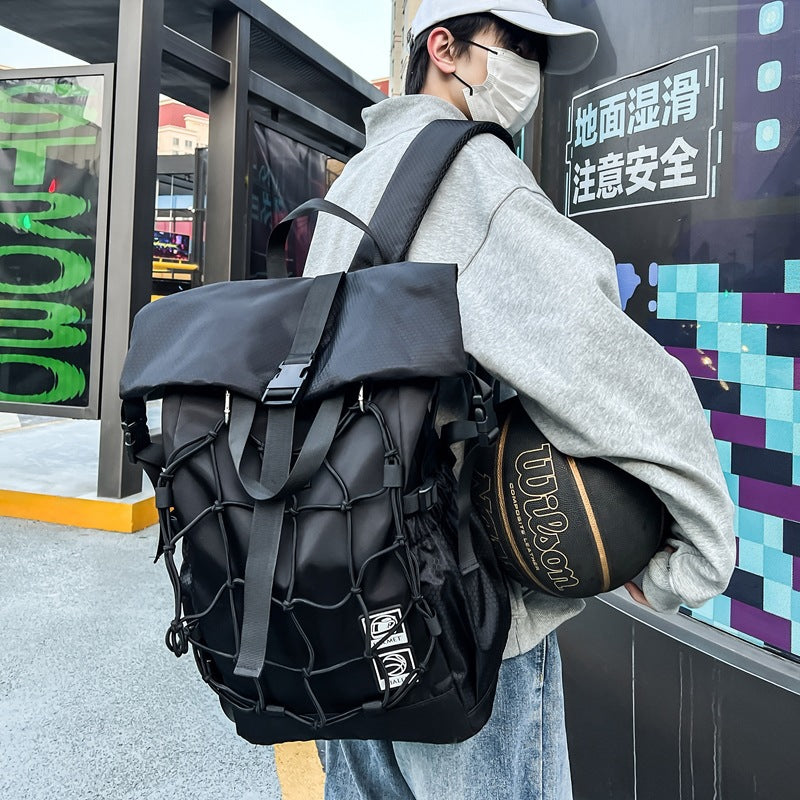 Basketball Bag Can Hold Sneakers, Backpack, Large-Capacity Roll-Top Backpack, Men's Fitness Bag, Student School Bag, Workwear Sports Bag