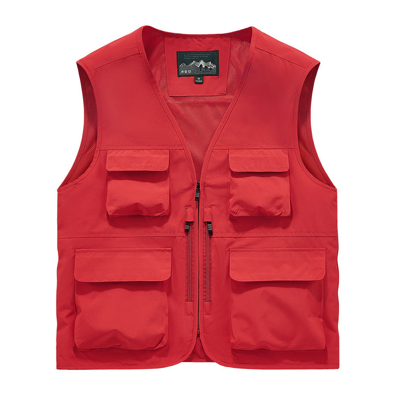 Outdoor Photographer Waterproof Vest Sleeveless Quick-drying Multi-pocket Quick-drying Fishing Vest Men's Thin Climbing Vest