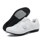 2025 Summer Pure White Road Bike Lock Shoes Set Breathable Men's and Women's Outdoor Cycling Shoes Lockless Cycling Shoes Large Size