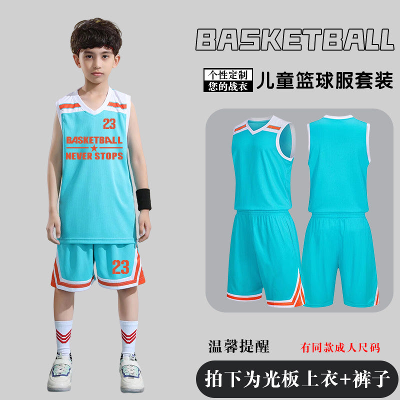 Children's Basketball Uniform Set Men's Basketball Team Uniform Jersey Basketball Training Camp School Sports Meeting Children's Basketball Team Uniform Number Printing