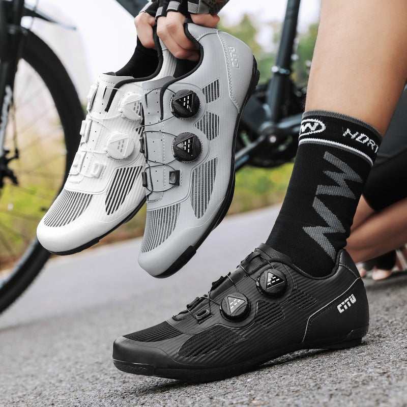 New Lock-Free Cycling Shoes Flat Pedal Spring and Summer Men's and Women's Road Bike Lock Shoes Mountain Bike Power-Assisted Shoes Hard Sole
