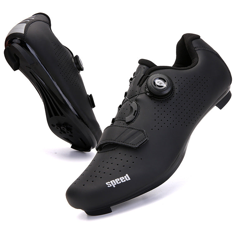 Cross-Border Locking Cycling Shoes, Hard-Soled Mountain Road Bike Locking Shoes, Pure Black Power-Assisted Cycling Shoes, Cycling Sports Shoes