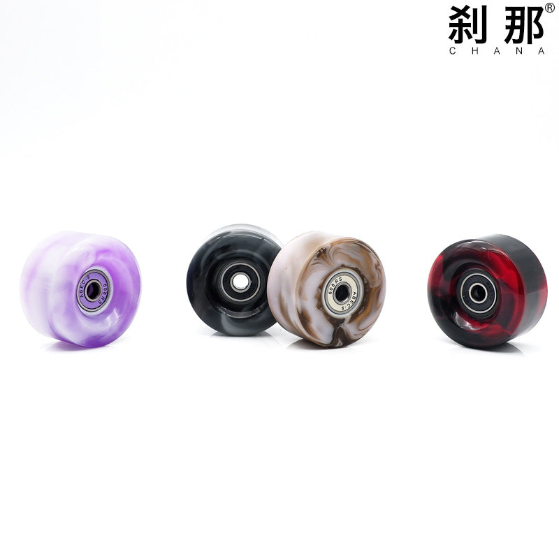 Double-row roller skates PU high elastic shock absorption mixed color wheel four-wheel skates non-luminous wheel roller skate universal wheel
