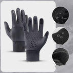 24 new foreign trade batch can ding LOGO windproof waterproof plus thin velvet 2 color riding sports long finger gloves