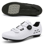 Road Mountain Men's and Women's Locked Bicycle Lockless Shoes Hard Sole Spinning Bicycle Riding Shoes Gym Black