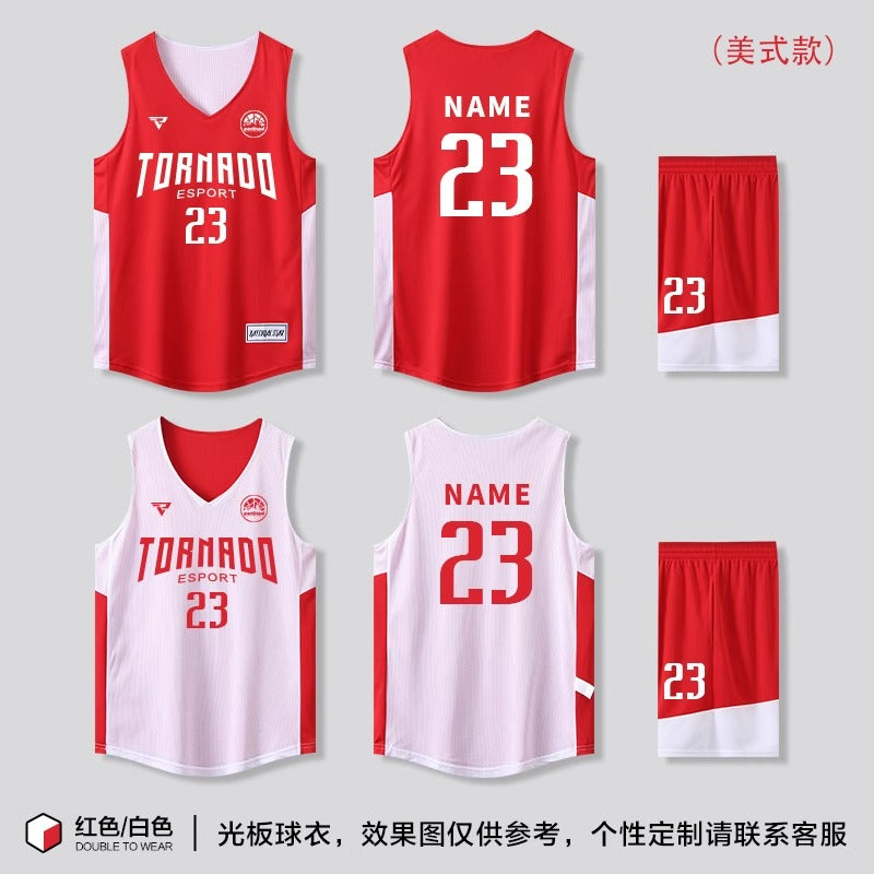 Customized Double-Sided Basketball Uniform Suit for Male and Female College Students, Reversible Training Team Uniform, American Basketball Uniform for Kidsren