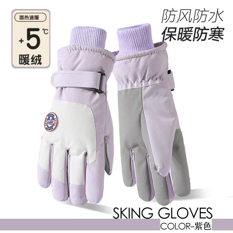 Ski Gloves Women's Winter Touch Screen Waterproof fleece-lined Thick Cotton Warm Windproof Outdoor Sports Student Biker BH