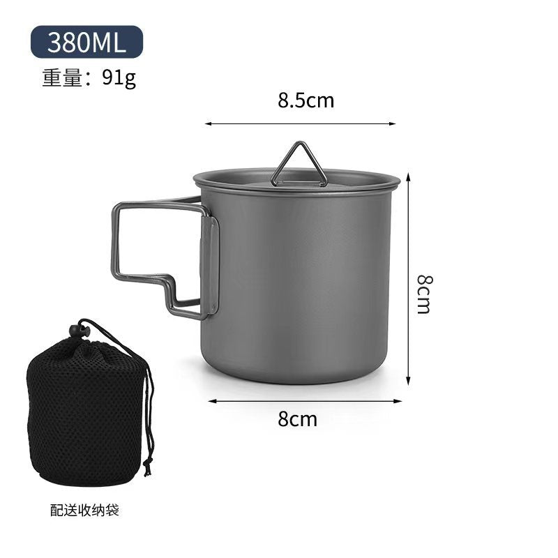 TA1 Pure Titanium Mug Outdoor Picnic Water Cup Coffee Cup Camping Tea Portable Single Layer Folding Handle Drinking Water