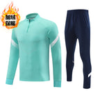 Autumn and Winter Velvet Half-Zip Pullover Long-Sleeved Training Clothing Set Kidsren's Football Appearance Clothing Running Sportswear Customization